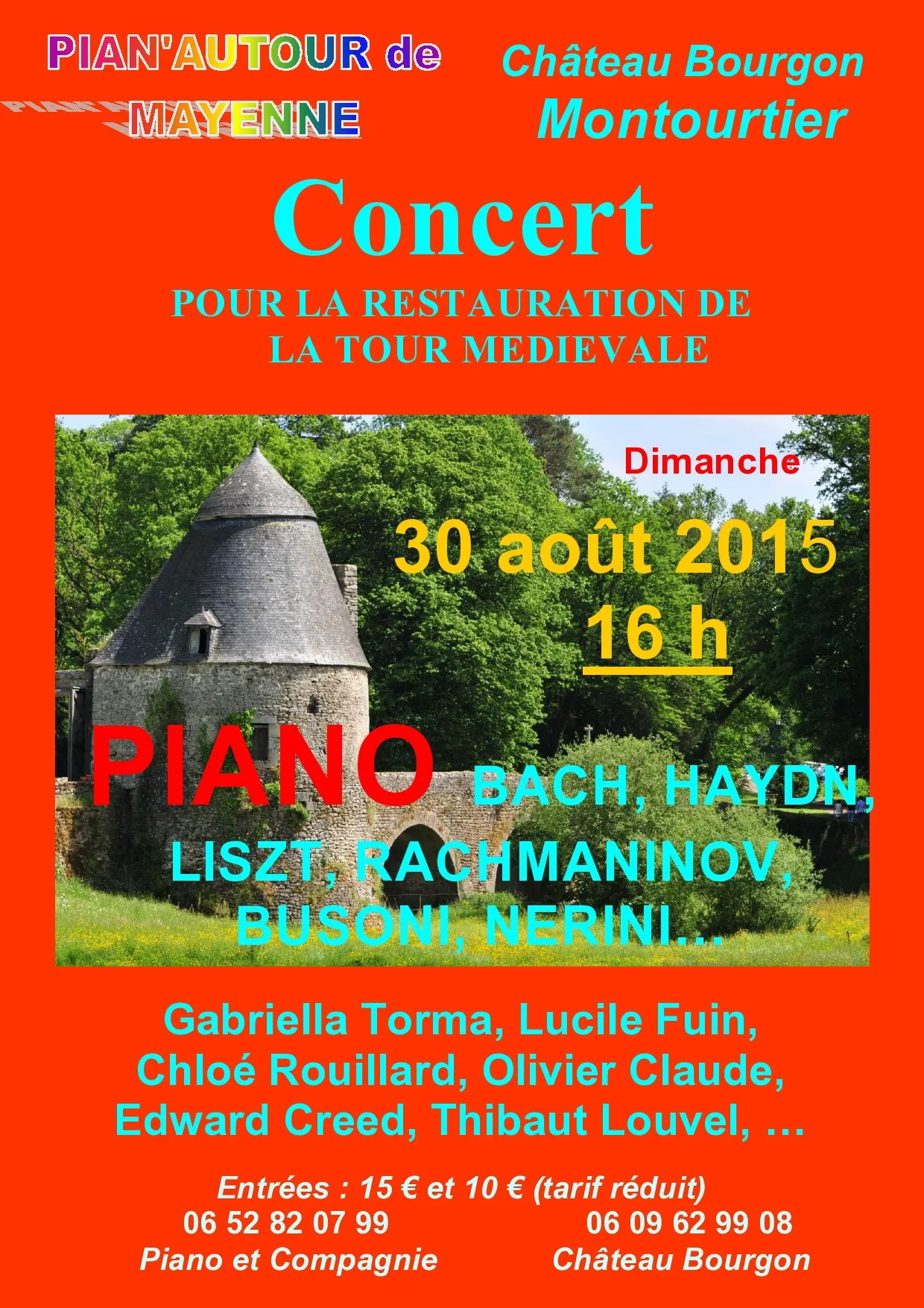 Concert de piano le 30 août 2015 à 16h au profit de la tour médièvale