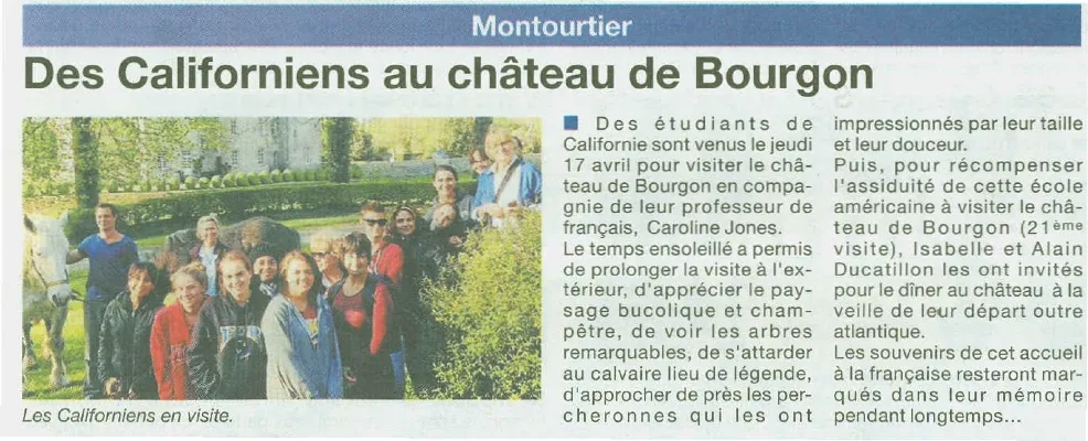 Etudiants californiens : 21ème visite au château de Bourgon!