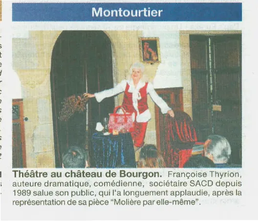 Pièce de théatre "Molière par elle-même" - 17h30 Samedi 3 mai 2014