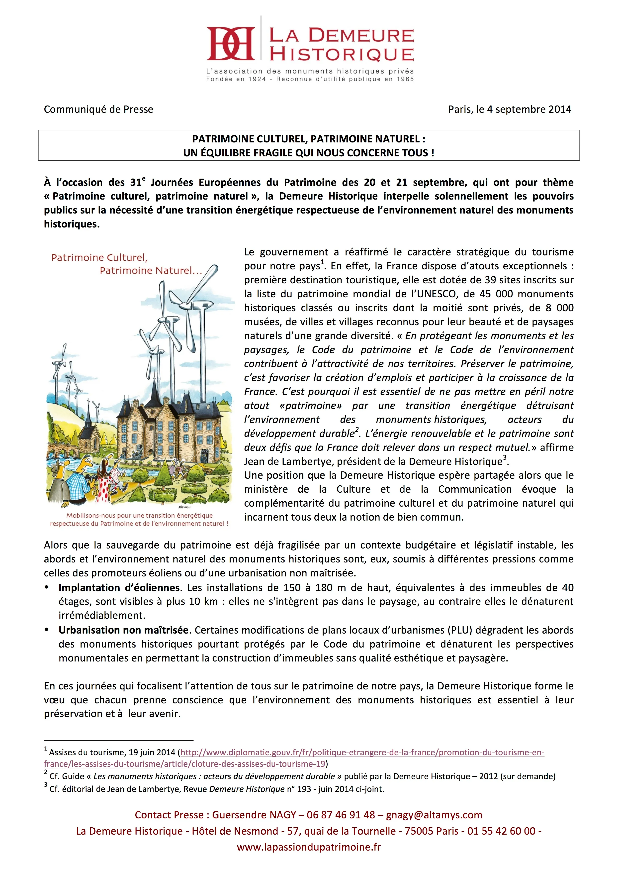 communique presse dh site