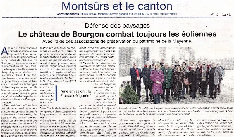 Défense des paysages : Déjeuner débat au château de Bourgon