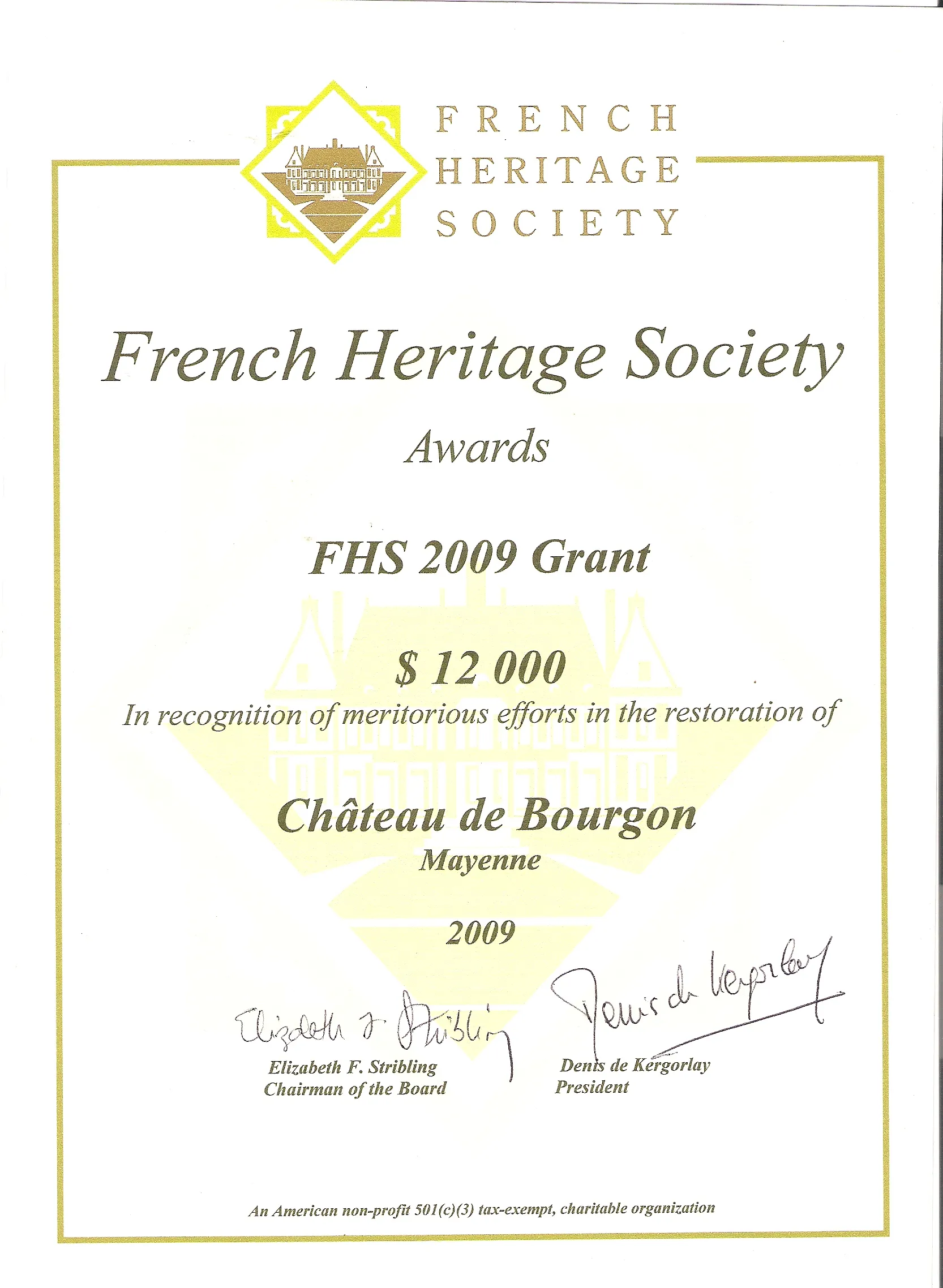 French Heritage Society awards 2009