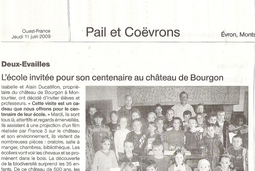 L'école invitée au château de Bourgon