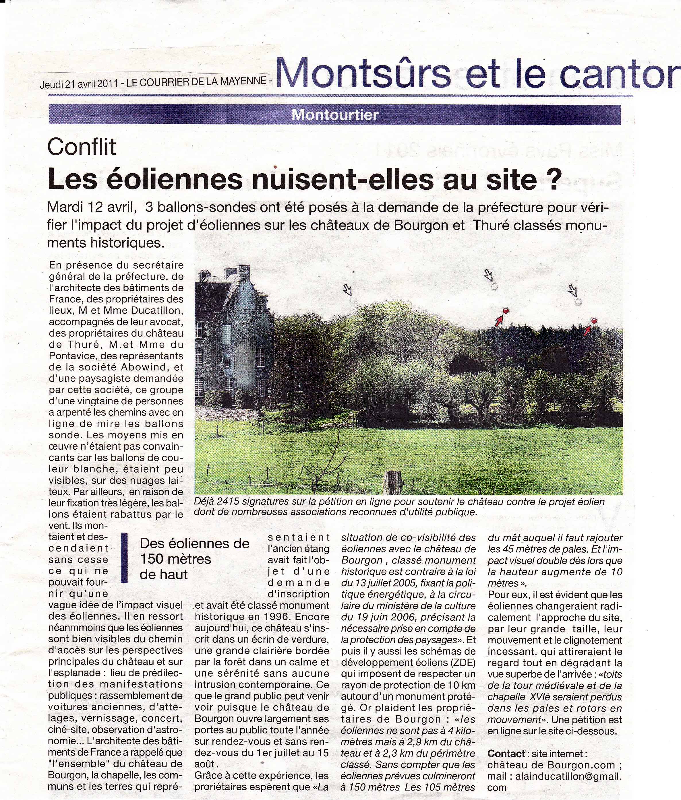 Les éoliennes nuisent-elles au château?