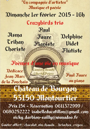Concert 1er février 2015 : Poèmes d'une vie en musique!