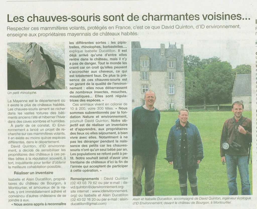 Ouest France chauves souris Bourgon Ouest France chauves souris Bourgon
